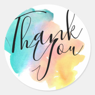 Watercolor splash rainbow thank you sticker