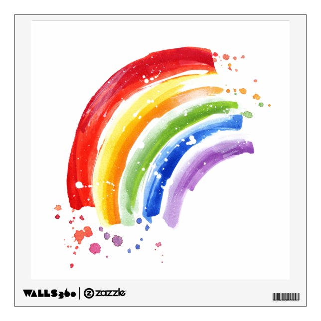 Watercolor Splash Rainbow Wall Decal (Front)