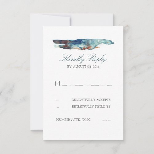 Watercolor Splash Retro Beach Wedding RSVP Cards - Watercolor swash modern yet vintage nautical wedding reply cards