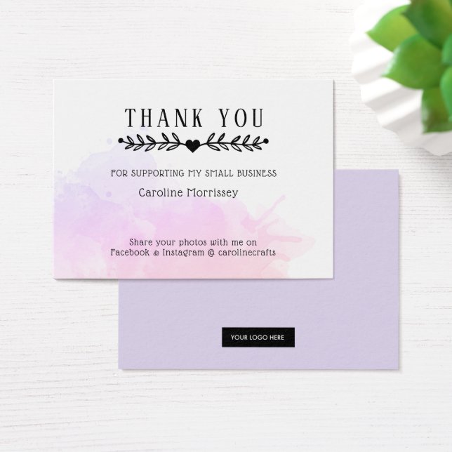Watercolor Splash Small Business Thank You Insert (Desk)