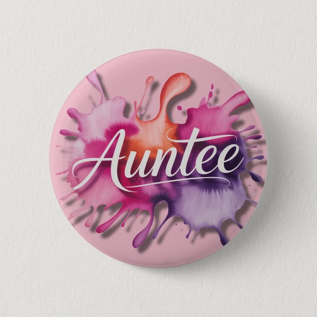 Watercolor Splash with Auntee typography  Button (Front)