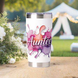 Watercolor Splash with Auntee typography  Insulated Tumbler