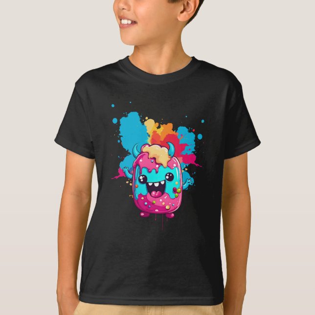 Watercolor Splashed Candy Monster T-Shirt (Front)