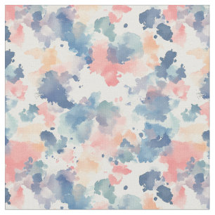 Watercolor Splashes Pink Blue Fabric