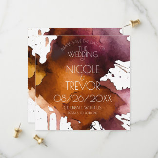 Watercolor Splat Wedding Save The Date