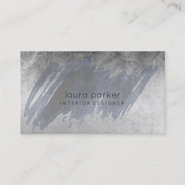 Watercolor Splatter Black Gray Abstract Modern Business Card (Front)