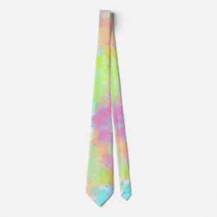 Watercolor Splatter Colorful Abstract Design Neck Tie