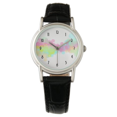 Watercolor Splatter Colorful Abstract Design Watch