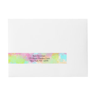 Watercolor Splatter Colorful Abstract Design Wrap Around Address Label