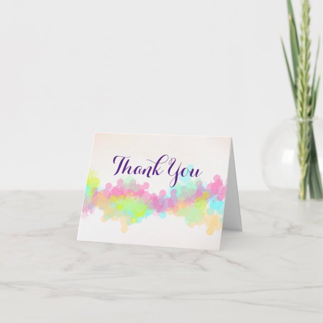 Watercolor Splatter Colorful Wedding Thank You (Front)