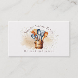 Watercolor Splatter Kitchen Utensils Business Card