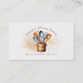 Watercolor Splatter Kitchen Utensils Business Card