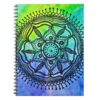 Watercolor Splatter Mandala Notebook. Notebook by Megaflora at Zazzle