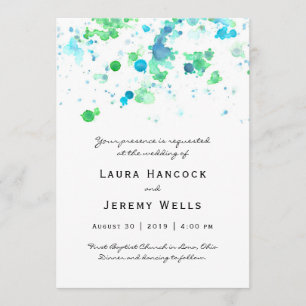 Watercolor Splatter Wedding Invitation