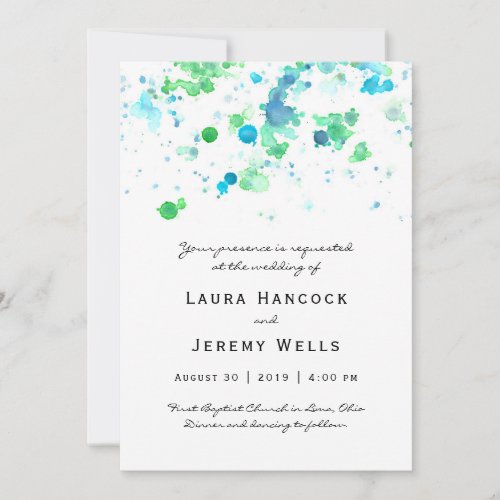 Watercolor Splatter Wedding Invitation