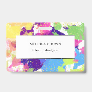 Watercolor Splatters Colorful Abstract Modern Badge