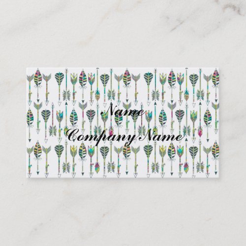 watercolor splatters grey tribal arrows pattern business card