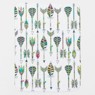 watercolor splatters grey tribal arrows pattern swaddle blanket