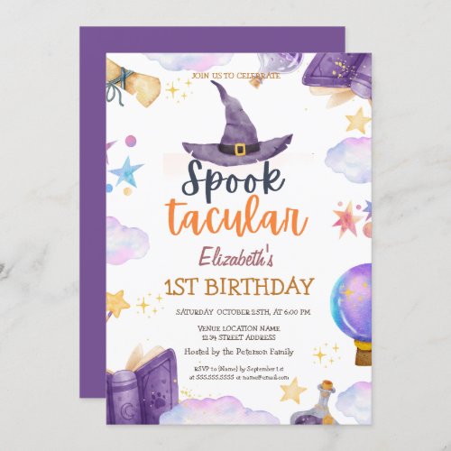 Watercolor Spook Tacular Halloween Birthday  Invitation