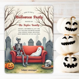Watercolor Spooky Cute Skeleton Ghost Halloween