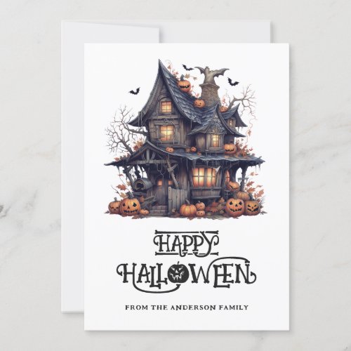 Watercolor Spooky Happy Halloween Card