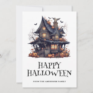 Watercolor Spooky Happy Halloween Card