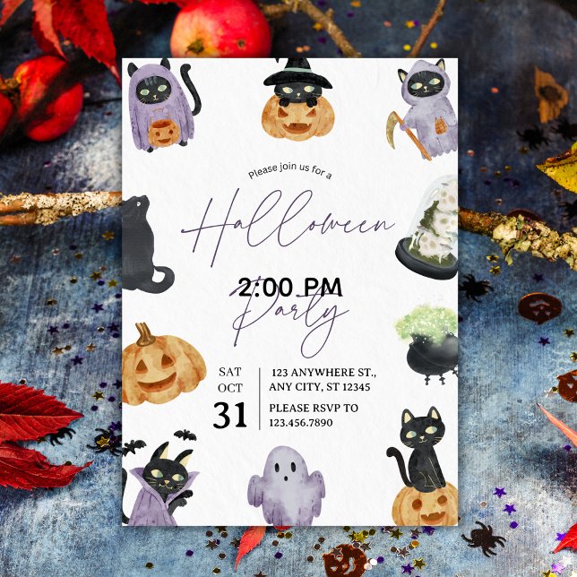 Watercolor Spooky & Sweet Halloween Party  Invitation (Watercolor Spooky & Sweet Halloween Party Invitation
)
