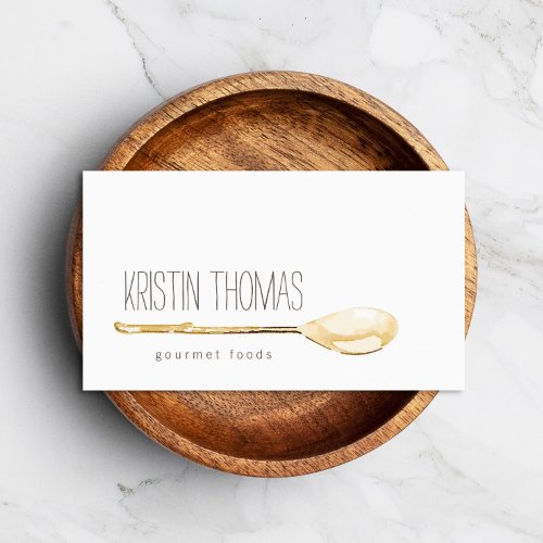 Watercolor Spoon Catering Chef Business Card