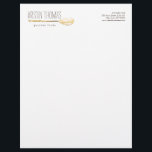 Watercolor Spoon Catering, Chef Letterhead<br><div class="desc">Coordinates with the Watercolor Spoon Catering,  Chef Business Card Template by 1201AM. A gold-toned watercolor spoon illustration gives an artisinal feel to this personalized letterhead template. Great for catering companies,  home baked goods,  food businesses,  farmer's market stands,  chefs and more! Design and illustration © 1201AM CREATIVE</div>