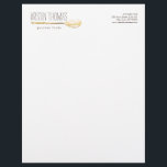 Watercolor Spoon Catering, Chef Letterhead<br><div class="desc">Coordinates with the Watercolor Spoon Catering,  Chef Business Card Template by 1201AM. A gold-toned watercolor spoon illustration gives an artisinal feel to this personalized letterhead template. Great for catering companies,  home baked goods,  food businesses,  farmer's market stands,  chefs and more! Design and illustration © 1201AM CREATIVE</div>