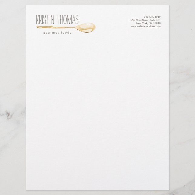 Watercolor Spoon Catering, Chef Letterhead (Front)