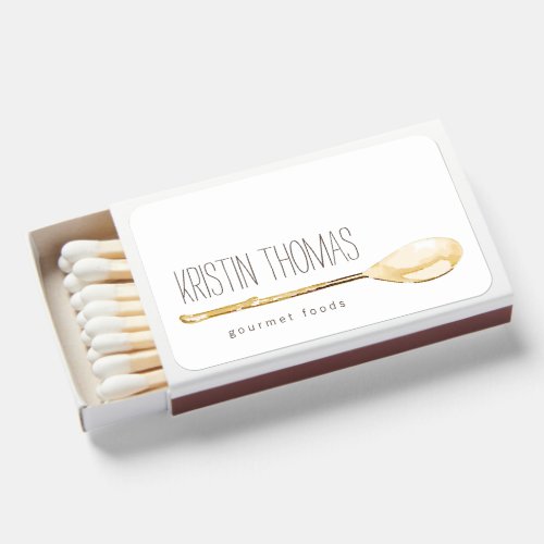 Watercolor Spoon Catering Food Business Matchboxes