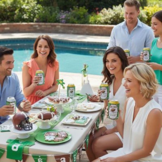 Watercolor Sport Football Baby Shower  Can Cooler (Creator Uploaded)