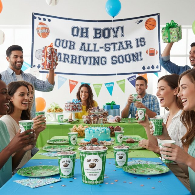 Watercolor Sport Football Baby Shower  Paper Cups (Creator Uploaded)