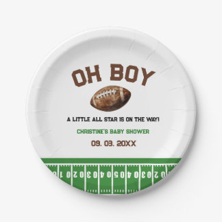 Watercolor Sport Football Baby Shower  Paper Plates