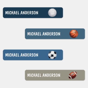 Watercolor Sports Balls soccer football basketball Kids' Labels