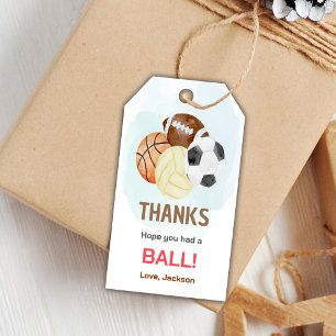 Watercolor Sports Birthday Gift Tags
