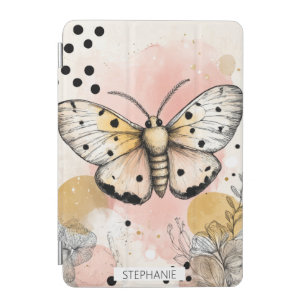 Watercolor Spotted Tiger Moth Pink Gold Boho Art 1 iPad Mini Cover