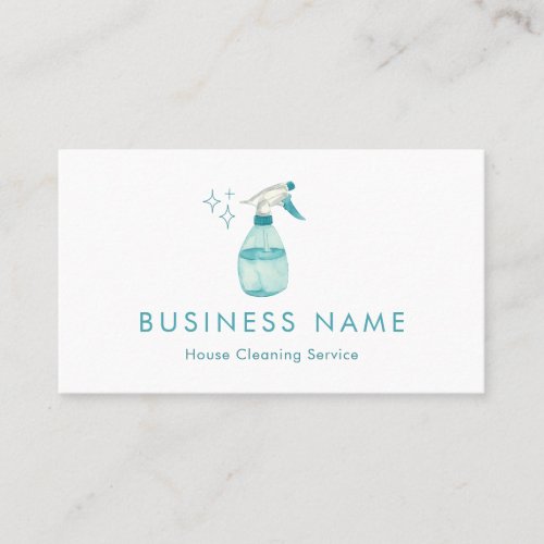 Watercolor Spray Bottle Sparkling House Cleaning Business Card