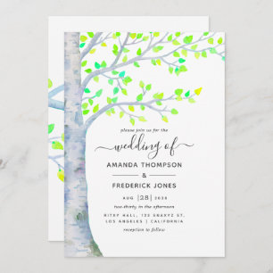 Watercolor Spring Birch Tree Wedding invitation