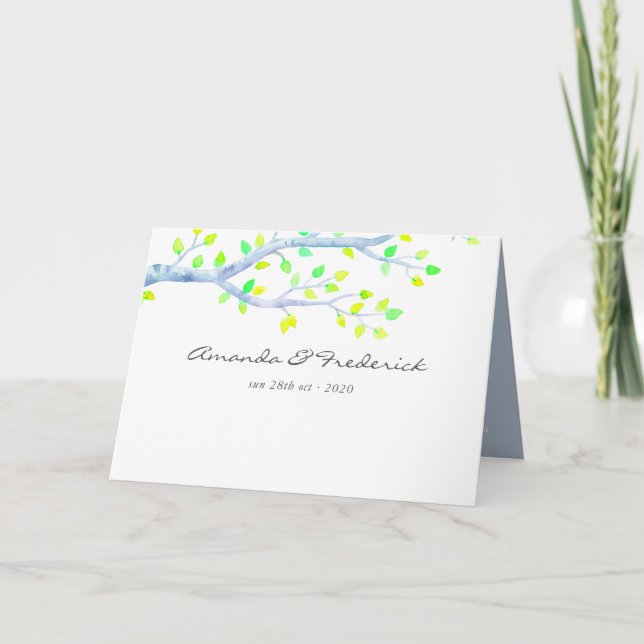 Watercolor Spring Birch Tree Wedding Program (Front)