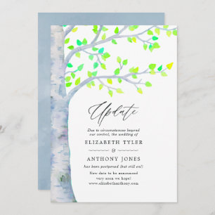 Watercolor Spring Birch Tree Wedding Update Invitation