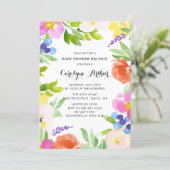 Watercolor Spring Blooms Baby Shower Brunch Invitation (Standing Front)
