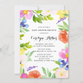 Watercolor Spring Blooms Baby Shower Brunch Invitation (Front)