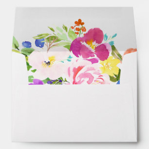 Watercolor Spring Blooms Floral Lined Envelope