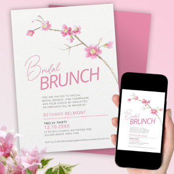 Watercolor Spring Blossom Pink Bridal Brunch Invitation by mylittleedenweddings at Zazzle