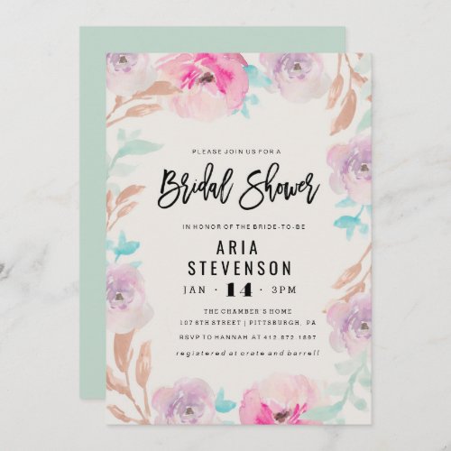 Watercolor Spring Bridal Shower Invitation