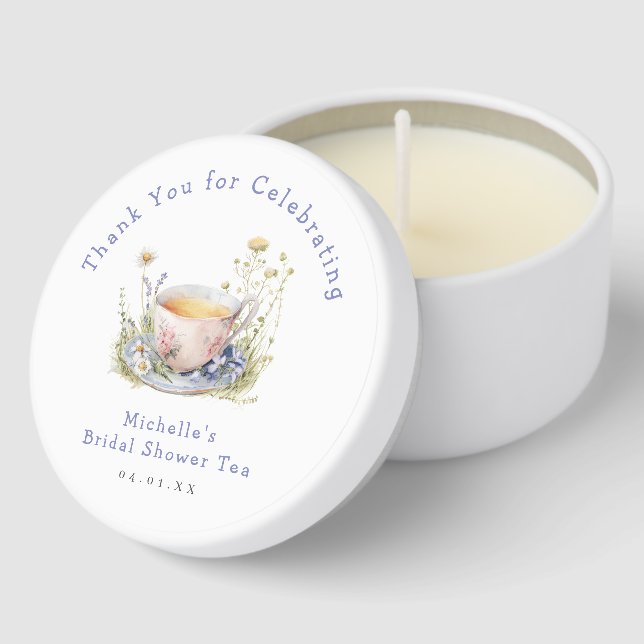 Watercolor Spring Bridal Shower Tea Party Mini Candle Favors (Corner)