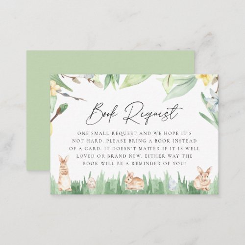 Watercolor Spring Bunnies Baby Shower Book Request Enclosure Card