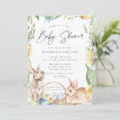 Watercolor Spring Bunnies Baby Shower Invitation (Standing Front)